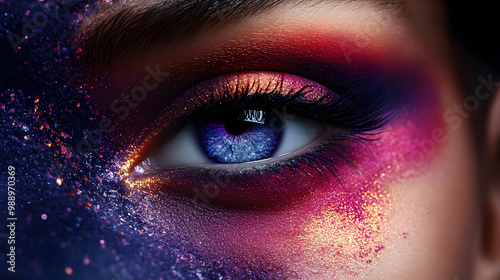 Sparkling Eye Makeup Look with Purple Glitter & Gold