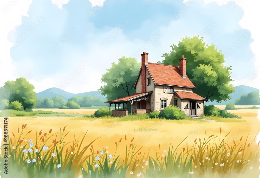 Country house. sunny morning. Author illustration
Country house. sunny morning. Author illustration