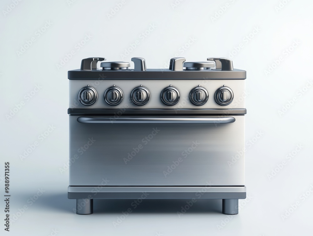 Fototapeta premium Modern gas stove with knobs, white isolated background.