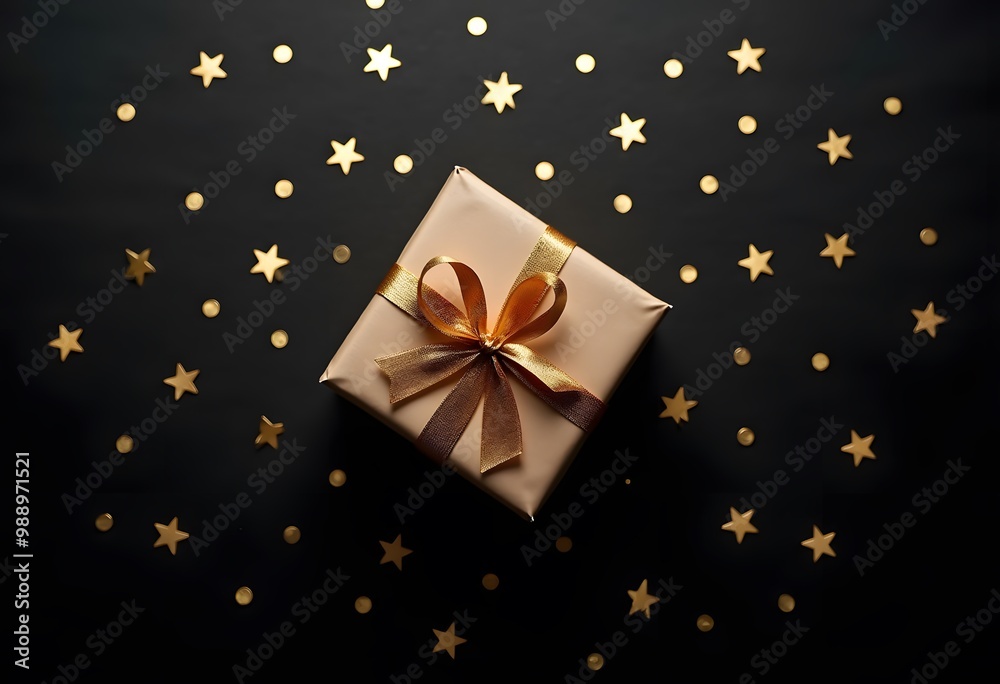 Gift boxes with gold ribbon on shine background. Flat lay Gift boxes with gold ribbon on shine background. Flat lay