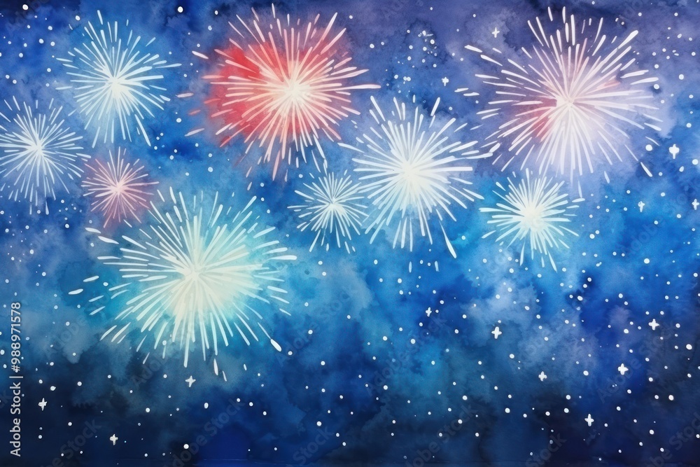 Naklejka premium Beatiful night firework fireworks backgrounds outdoors.