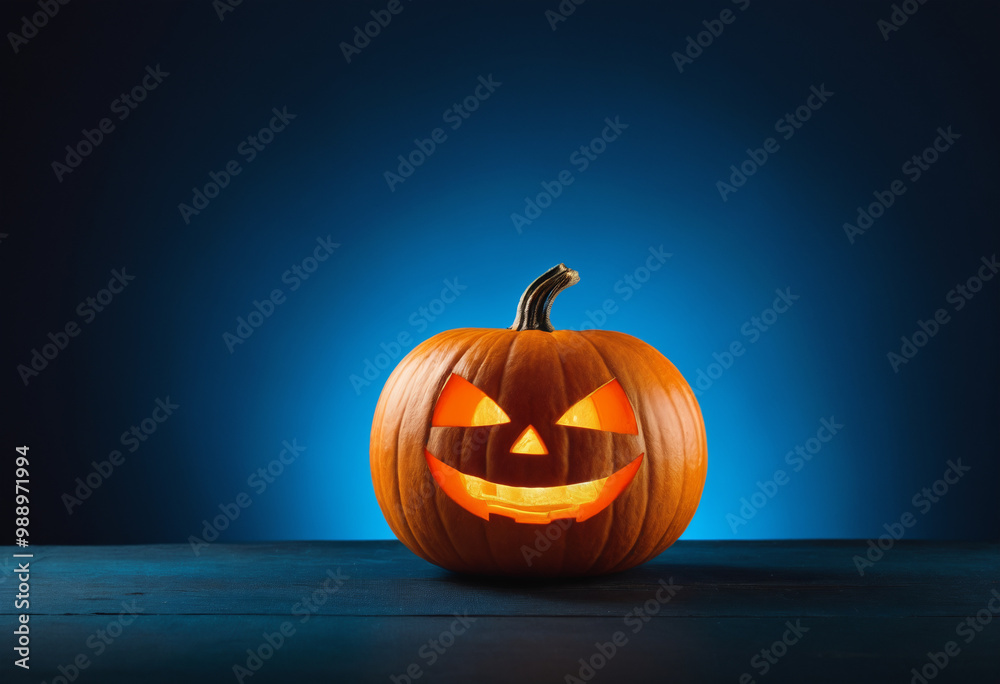 halloween pumpkin on blue background
halloween pumpkin on blue background