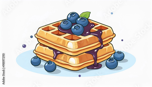 Photos Delicious Blueberry Waffles with Syrup