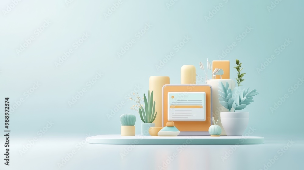 Obraz premium Interactive 3D model of a website layout, website development, innovative user interface design