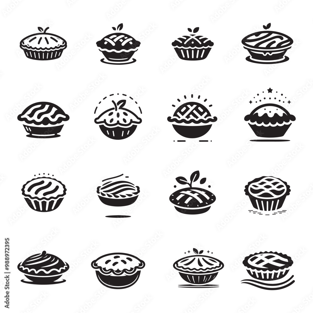 Vector Icons of Pie and Cake - Sweet Dessert Silhouette Set for Design
Vector Icons of Pie and Cake - Sweet Dessert Silhouette Set for Design