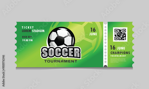 Soccer sport match event ticket paper template graphic
