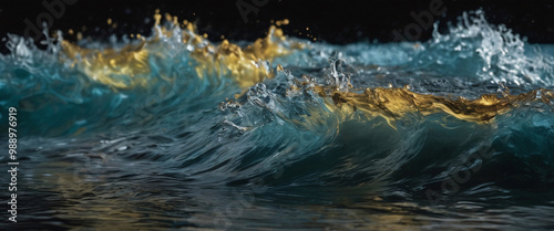 Abstract Ocean Wave with Golden Light - Summer Luxury Branding Background