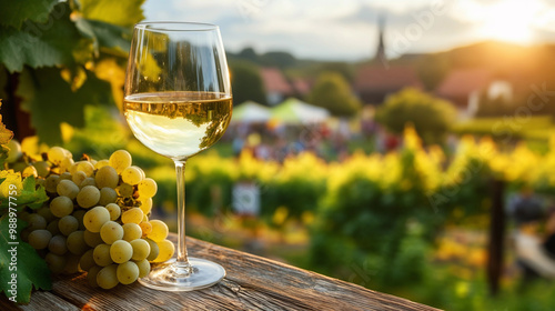 Weinfest in Deutschland im Herbst mit Riesling im Wein Glas  photo