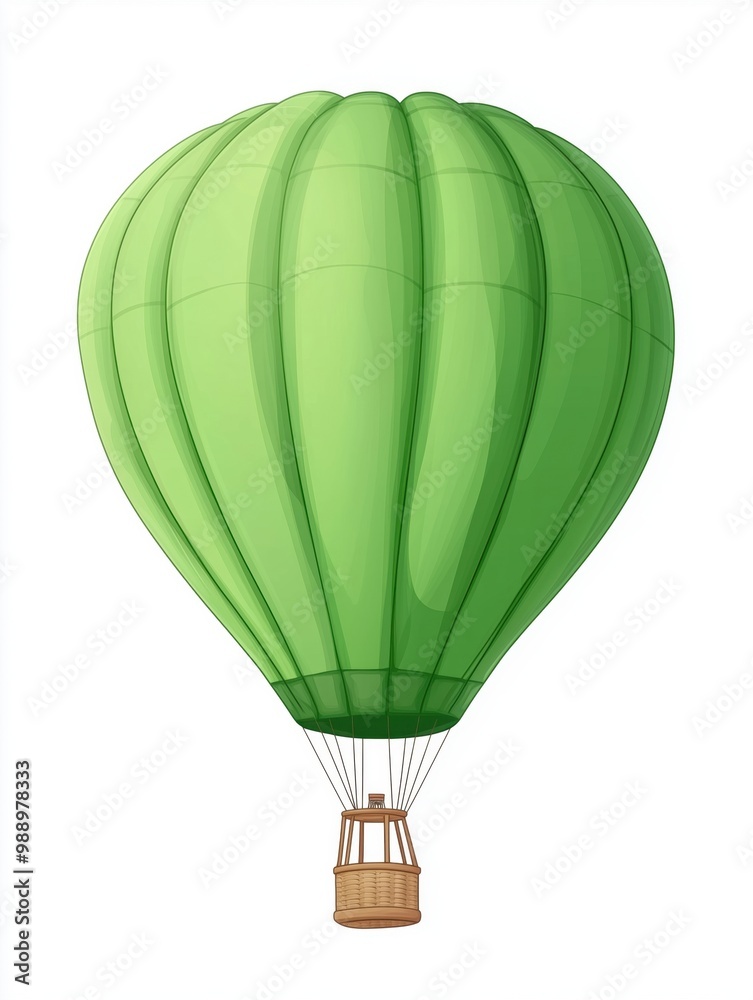 Fototapeta premium Green hot air balloon on white background