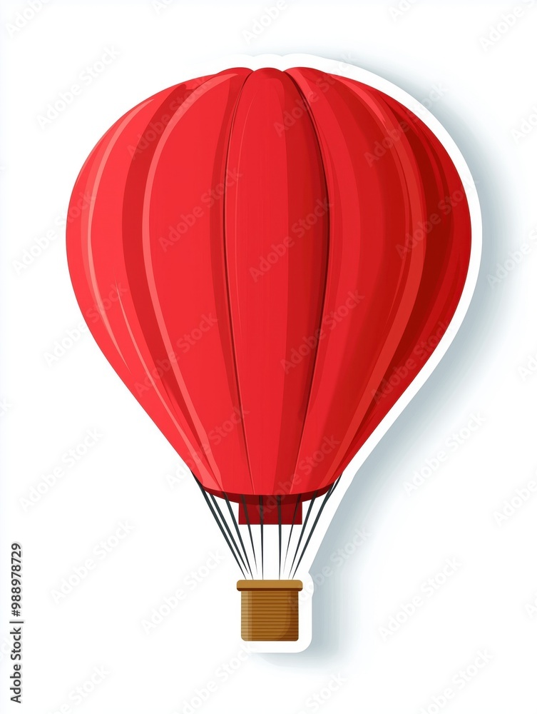 Naklejka premium Red hot air balloon, white isolate background