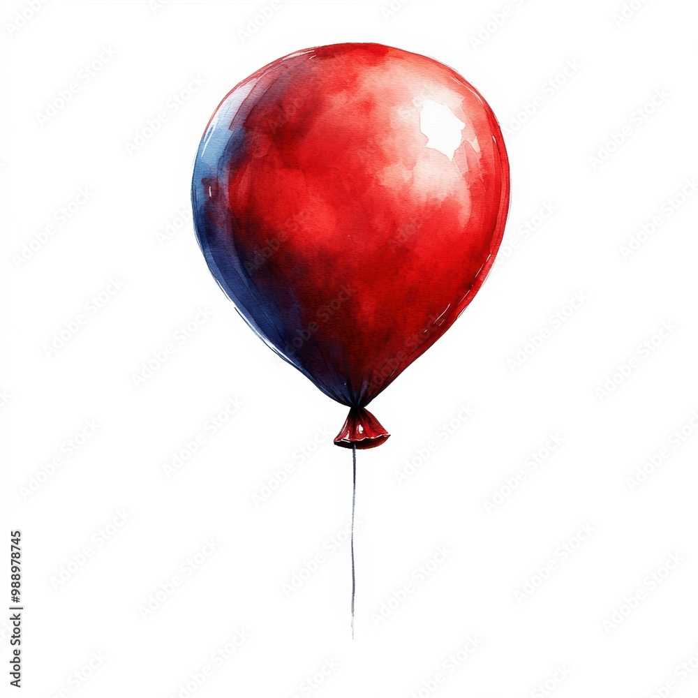 Red and blue watercolor balloon on white isolated background. Red and blue watercolor balloon on white isolated background.