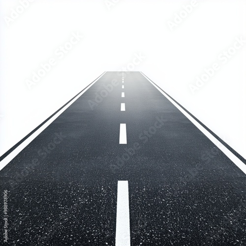 Wallpaper Mural Straight road disappearing into white fog, white isolate background Torontodigital.ca