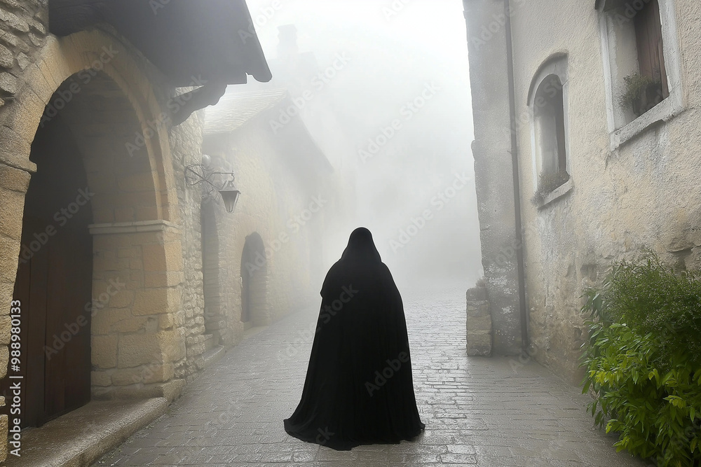 Mysterious Figure in a Foggy Alley Mysterious Figure in a Foggy Alley