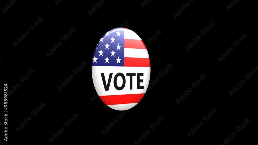 The logo is round with a voting symbol in the style of the American flag