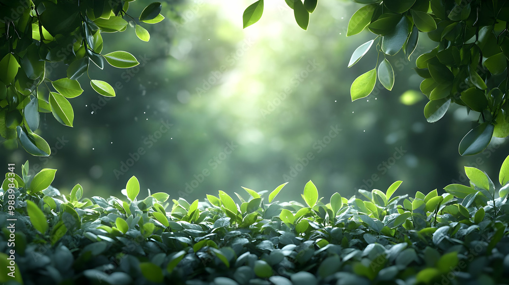 Green Leaves and Sunlight, Nature's Beauty in Bloom