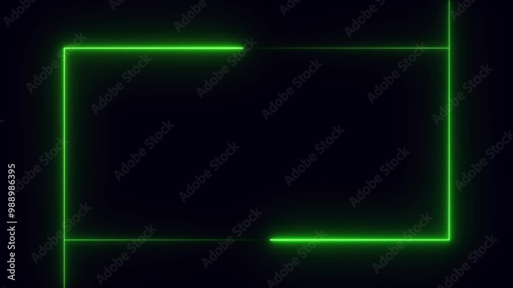 Neon light rectangle, seamless loop. Abstract neon glowing line frame. Neon light rectangle, seamless loop. Abstract neon glowing line frame.