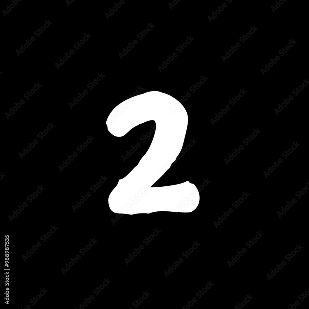 Animated Hand drawn white number two on a black background. Animated Hand drawn white number two on a black background.
