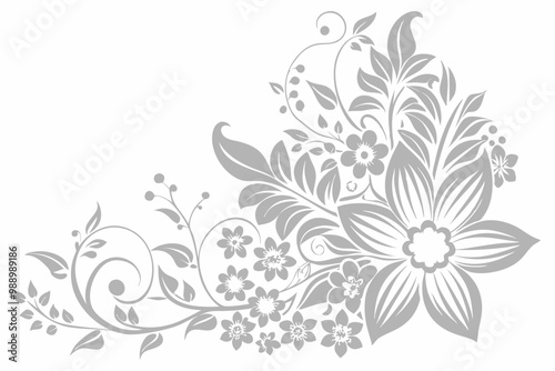 Floral border vector silhouette