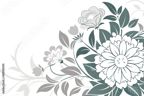 Floral border vector silhouette