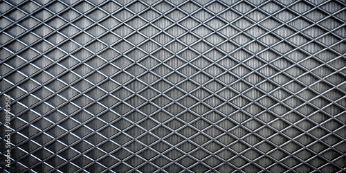 Grid pattern on gray metal background, creating a modern and industrial aesthetic