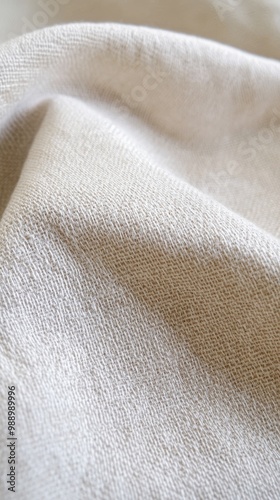 Linen fabric texture. Close-up of a beige linen fabric 