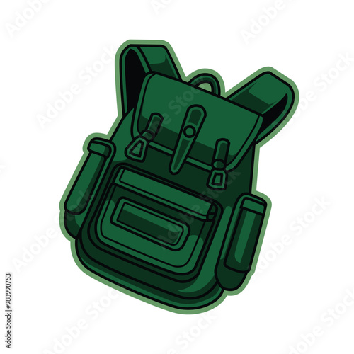 Vector illustration of adventurer bag, mountain bag, expedition bag - Back to nature