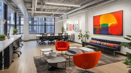  A custom-designed office that reflects the company’s unique culture: branded colors, logos, and inspirational artwork displayed prominently throughout. Personalized decor and design elements seamless