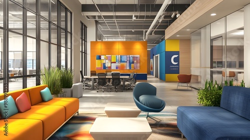  A custom-designed office that reflects the company’s unique culture: branded colors, logos, and inspirational artwork displayed prominently throughout. Personalized decor and design elements seamless