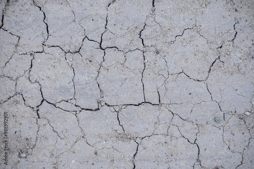 close-up image showcasing a vast expanse of severely cracked, dry earth. The cracks form an intricate network, weaving and branching across the surface, creating a textured and weathered appearance.