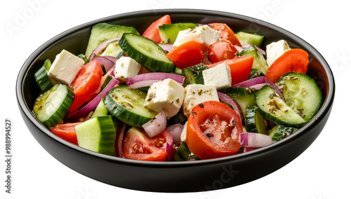 Delicious Greek salad isolated on white background