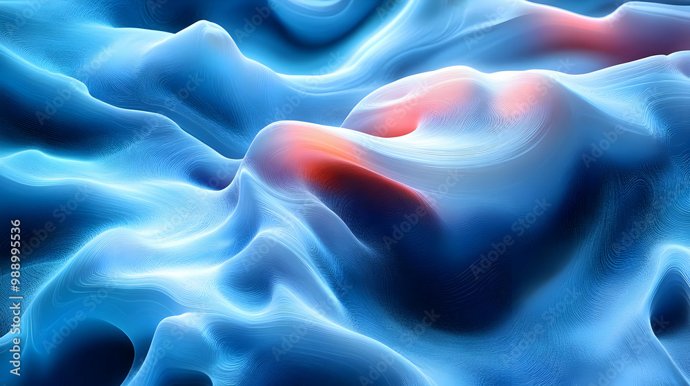 Obraz premium Abstract Blue and Red Wavy Lines 3D Render