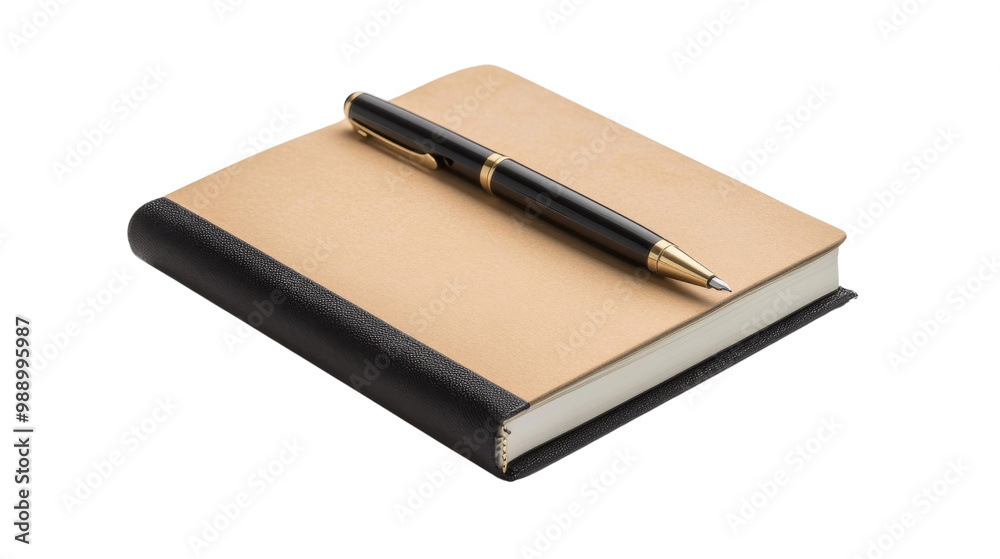 Brown Notebook with Black Pen. Brown Notebook with Black Pen.