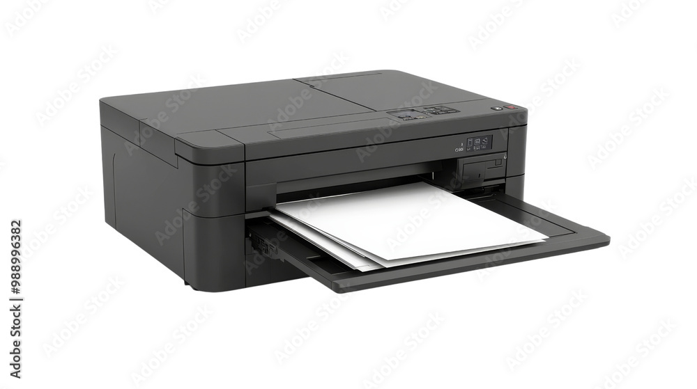 Modern Black Inkjet Printer with Paper Output Tray Modern Black Inkjet Printer with Paper Output Tray