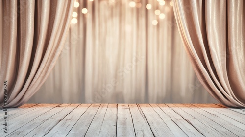 Retro Photobooth Backdrop, A whimsical photobooth setup with vintage curtains, wooden floorboards, and a warm, inviting light.