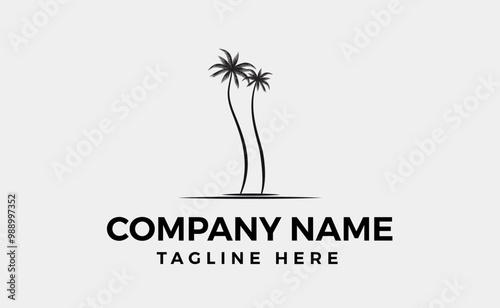 Palm tree flat Logo branding design, Editable vector art and illustration.