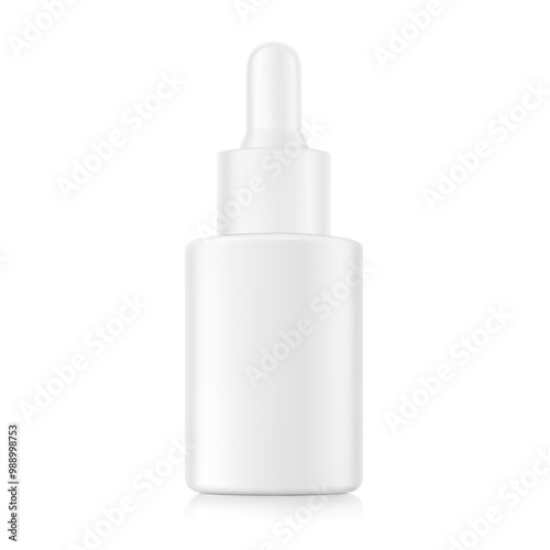 Dropper bottle mockup. Vector illustration isolated on white background. Front view. Сan be used for cosmetic, medical and other needs. EPS10.	