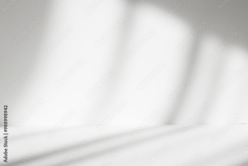 Abstract white studio background with shadows of window. Empty 3d room. Display product with blurred backdrop. Abstract white studio background with shadows of window. Empty 3d room. Display product with blurred backdrop.