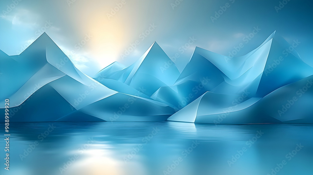 Abstract Mountain Range with Reflection in Water Abstract Mountain Range with Reflection in Water