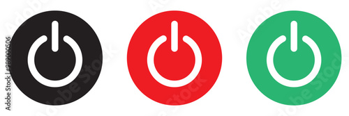 Button On Off vector illustration set. Power Turn Off Switch Sign in suitable for apps and websites UI design style.