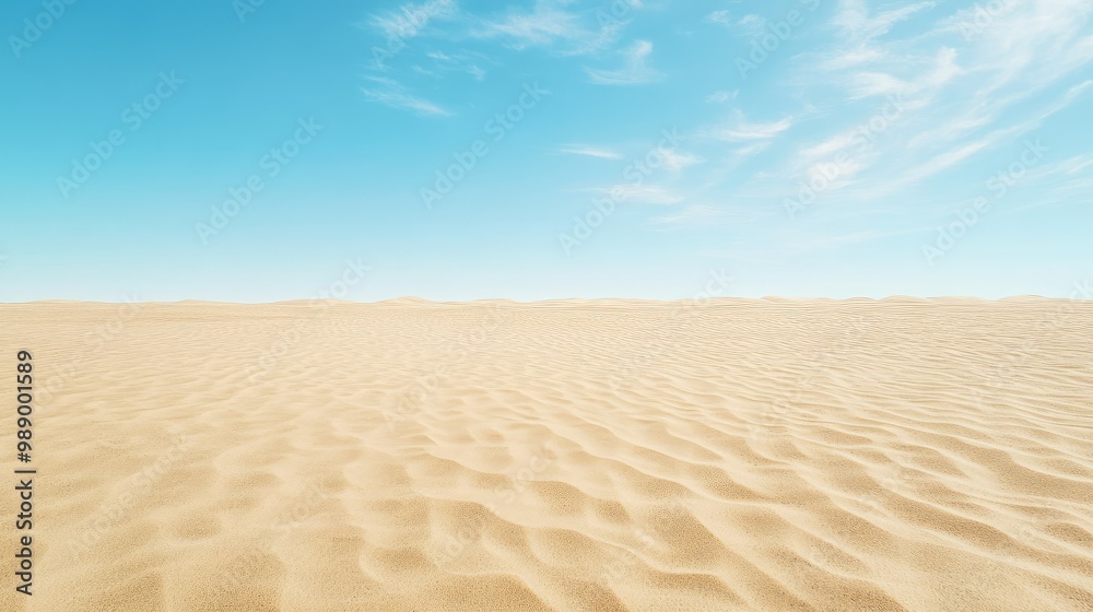 Endless desert horizon with small sand ripples and clear skies, ideal for text. No people, copy space Endless desert horizon with small sand ripples and clear skies, ideal for text. No people, copy space