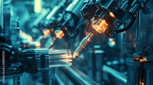 nuclear reactor fuel rods being removed by robotic arms 
