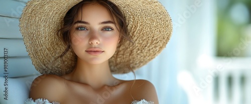 Beautiful Woman in a Straw