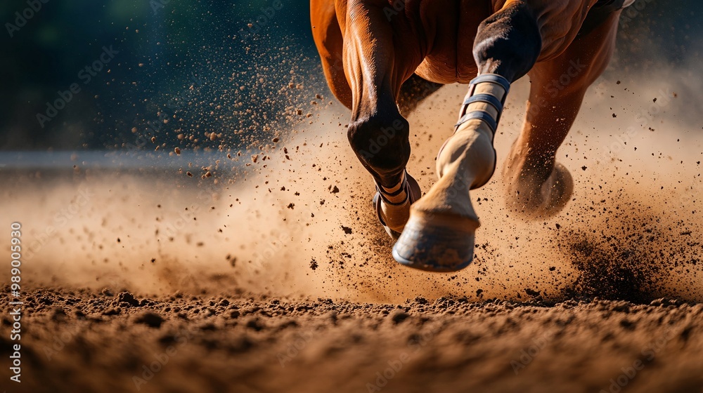 Obraz premium Galloping Horse on Dirt Track