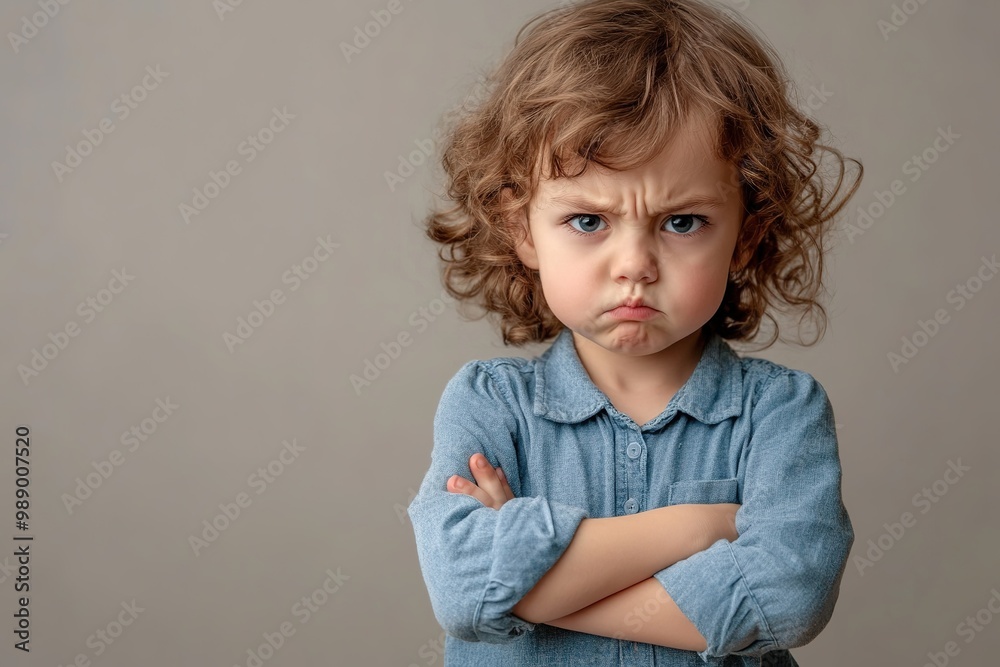 Child with crossed arms frowning Child with crossed arms frowning