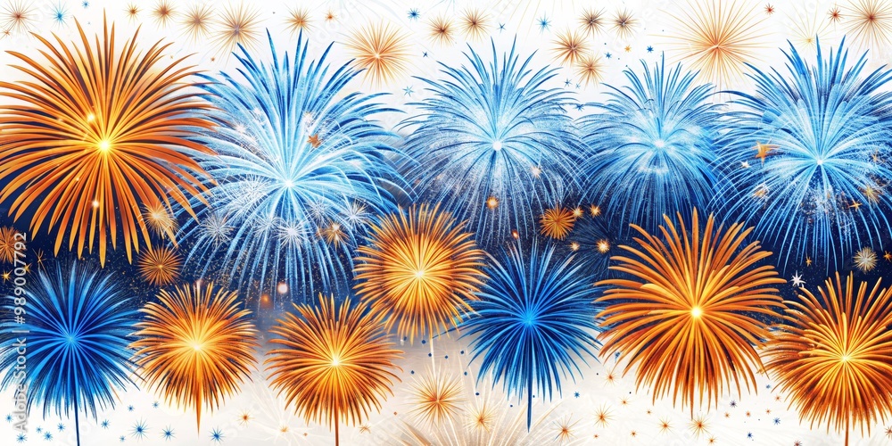 Fireworks Burst in Orange and Blue, Night Sky Background, Starry Night, Celebration, Holiday, Event, Fireworks Display, Fireworks Show, pyrotechnics, firework Fireworks Burst in Orange and Blue, Night Sky Background, Starry Night, Celebration, Holiday, Event, Fireworks Display, Fireworks Show, pyrotechnics, firework