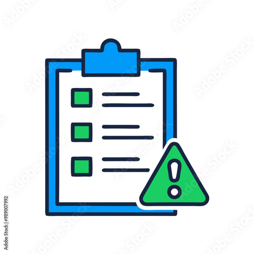 Minimalist Incident Reporting Icon, Blue and Green Tones, Cybersecurity Concept
