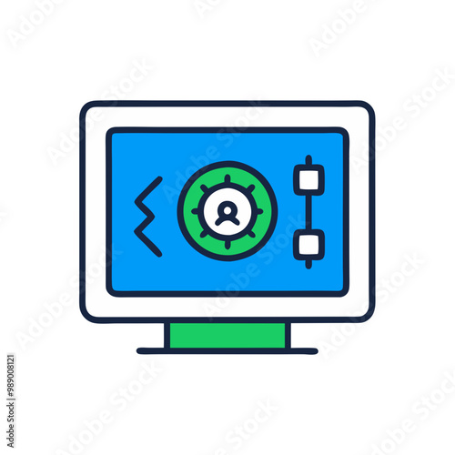 Wallpaper Mural Minimalist Safe Mode Icon, Blue and Green Tones, Cybersecurity Concept Torontodigital.ca