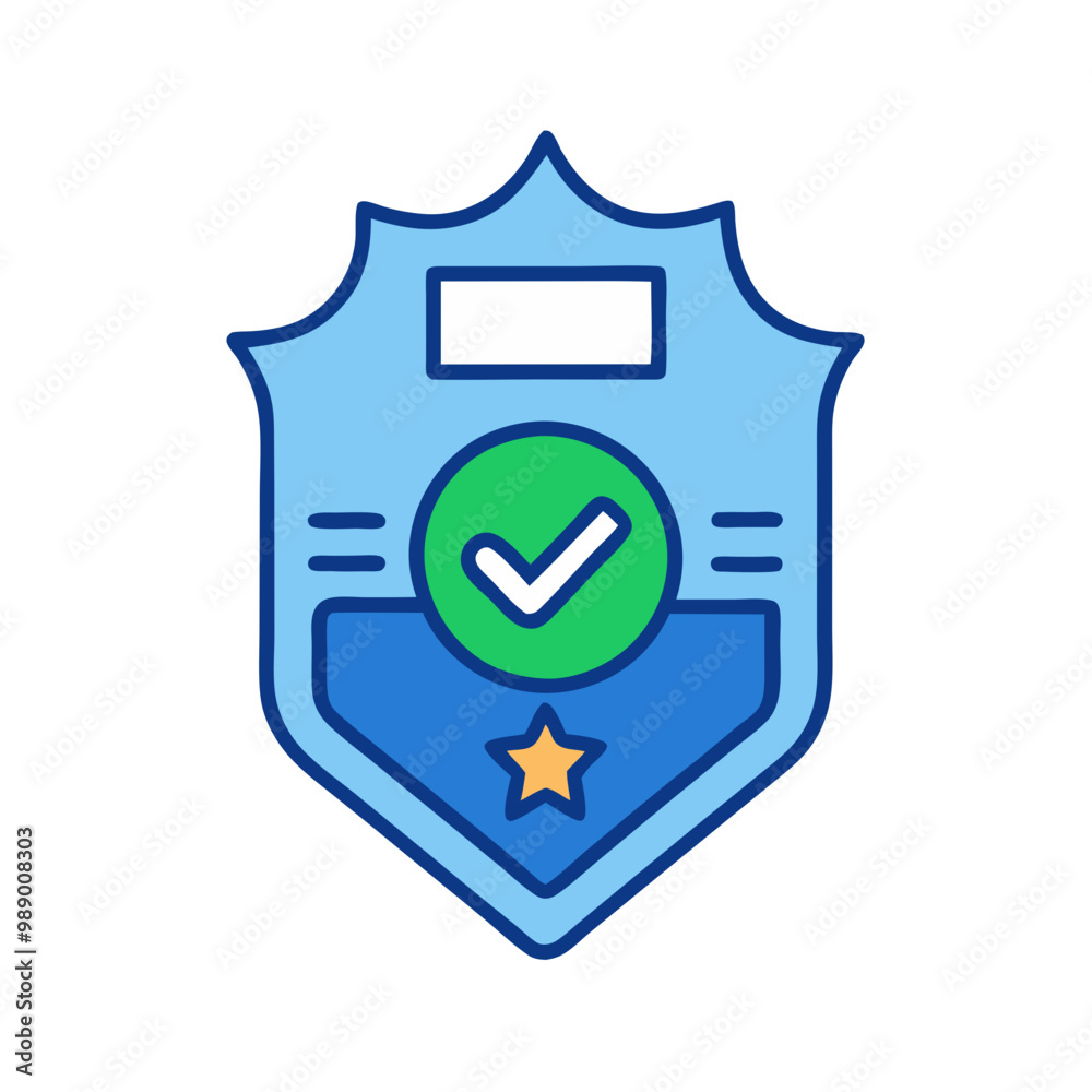 Minimalist Security Badge Icon, Blue and Green Tones, Cybersecurity Concept Minimalist Security Badge Icon, Blue and Green Tones, Cybersecurity Concept