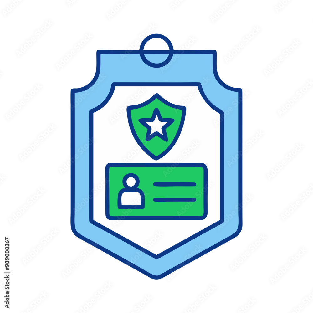 Minimalist Security Badge Icon, Blue and Green Tones, Cybersecurity Concept Minimalist Security Badge Icon, Blue and Green Tones, Cybersecurity Concept