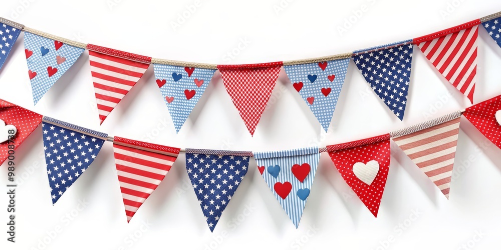 Patriotic Bunting with Stars, Stripes, and Hearts, bunting, american flag, 4th of july , celebration Patriotic Bunting with Stars, Stripes, and Hearts, bunting, american flag, 4th of july , celebration